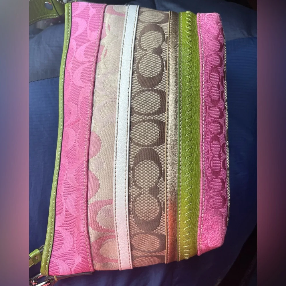 Coach Mini Bag in Pink and Lime Green - Picture 6 of 12